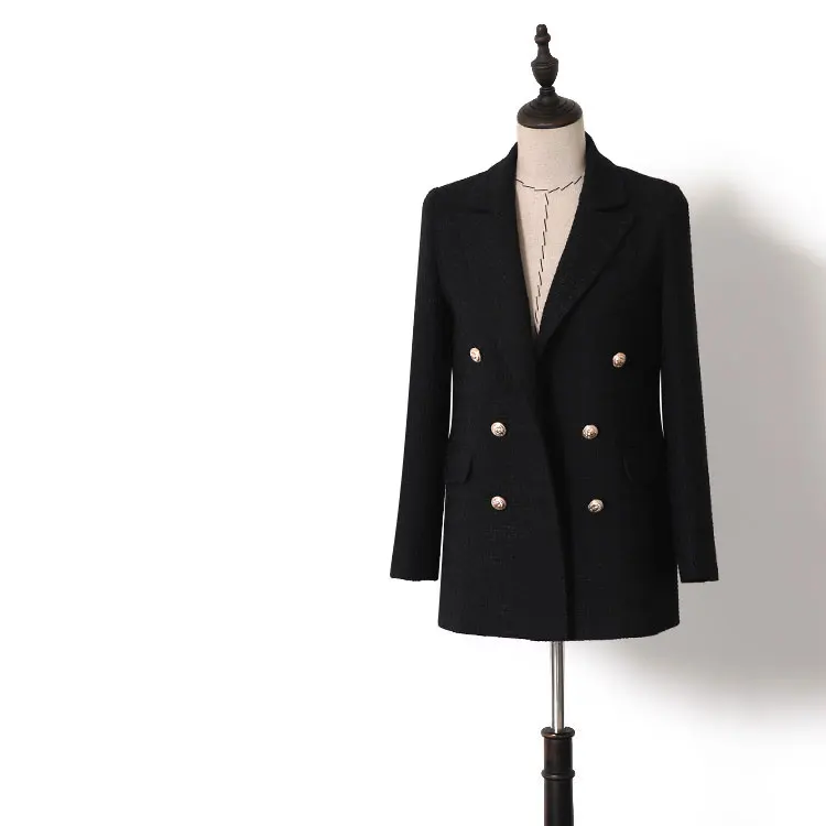 Women 2019 autumn black blazer double breasted tweed blazers elegant office lady outerwear
Women 2019 autumn black blazer double breasted tweed blazers elegant office lady outerwear