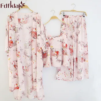 Fdfklak Spring Summer 3 Pieces Cotton Pyjamas Sleepwear Women Set Pijamas For Woman Sexy Nightwear Pyjama Femme Pajamas Q962
Fdfklak Spring Summer 3 Pieces Cotton Pyjamas Sleepwear Women Set Pijamas For Woman Sexy Nightwear Pyjama Femme Pajamas Q962