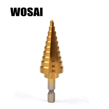 WOSA Hss Titanium Step Drill Bit Step Cone Cutting Tools Steel Woodworking Metal Drilling Set