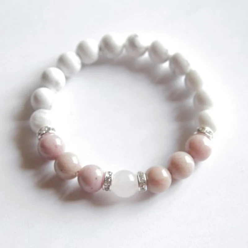 8mm White Howlite Rhodonite And Rose Q-uartz Bracelet Healing Jewelry Mala Yoga Gift For Women Girl
8mm White Howlite Rhodonite And Rose Q-uartz Bracelet Healing Jewelry Mala Yoga Gift For Women Girl
