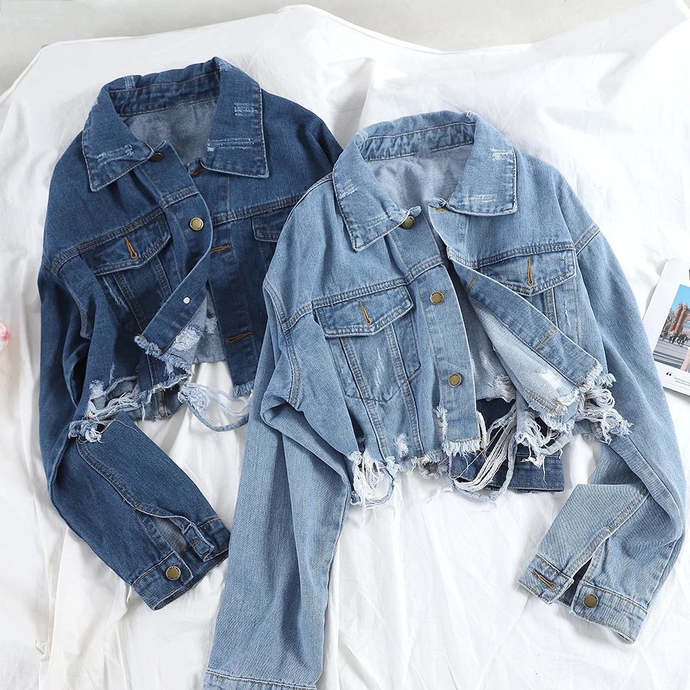 SKOONHEID Tassel Frayed Denim Bomber Jacket Women Autumn Harajuku Ripped Holes Jeans Outerwear Vintage Washed Blue Basic Coat
SKOONHEID Tassel Frayed Denim Bomber Jacket Women Autumn Harajuku Ripped Holes Jeans Outerwear Vintage Washed Blue Basic Coat