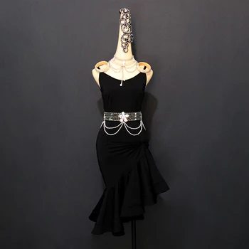 Professional Custom Made Latin Dance Dress Women Dancing Competition Clothes Black Sling Fish Bone Pleated Dresses/matching Belt
Professional Custom Made Latin Dance Dress Women Dancing Competition Clothes Black Sling Fish Bone Pleated Dresses/matching Belt