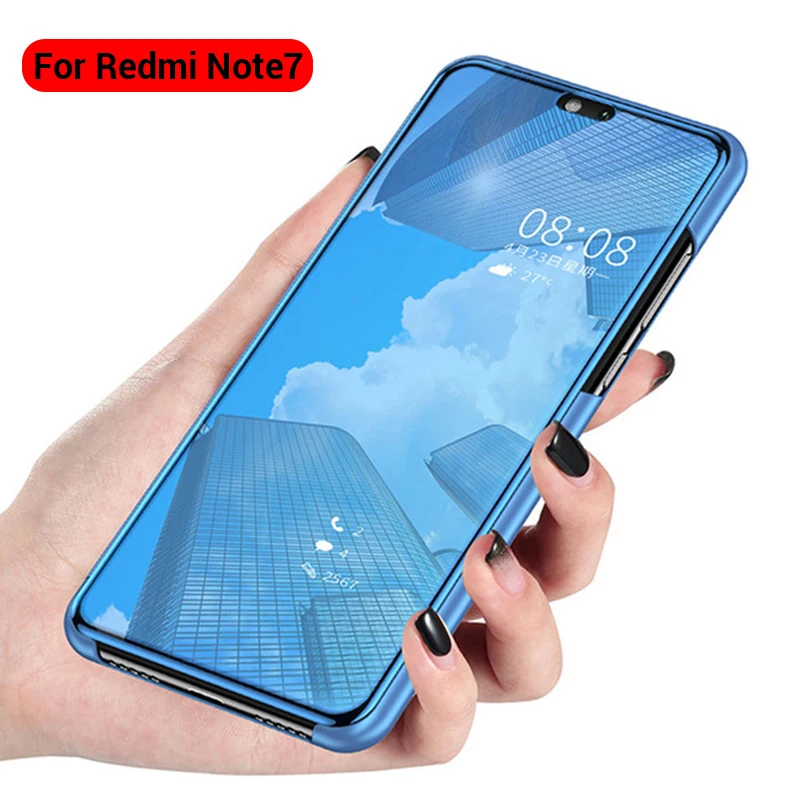 Luxury PU Leather Smart Touch Flip Stand Holder Case For Xiaomi Redmi Note7 Clear View Mirror 360 Full Protection Cover Shell | Мобильные