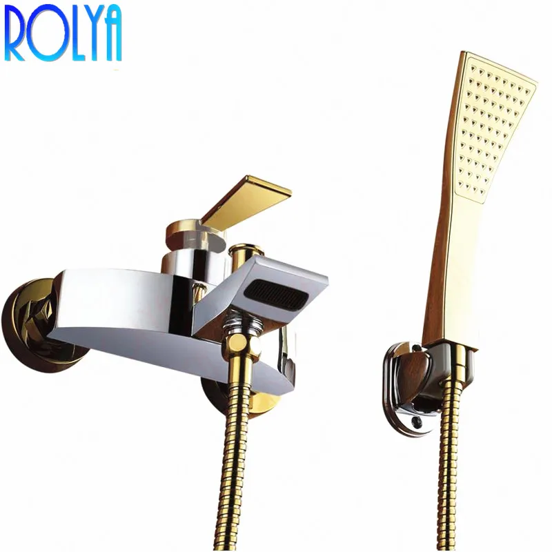 

Rolya Bathtub Faucet Wall Mounted Bath Shower Mixer Taps Golden/Chrome/Brushed New Arrival Patent Design Luxurious