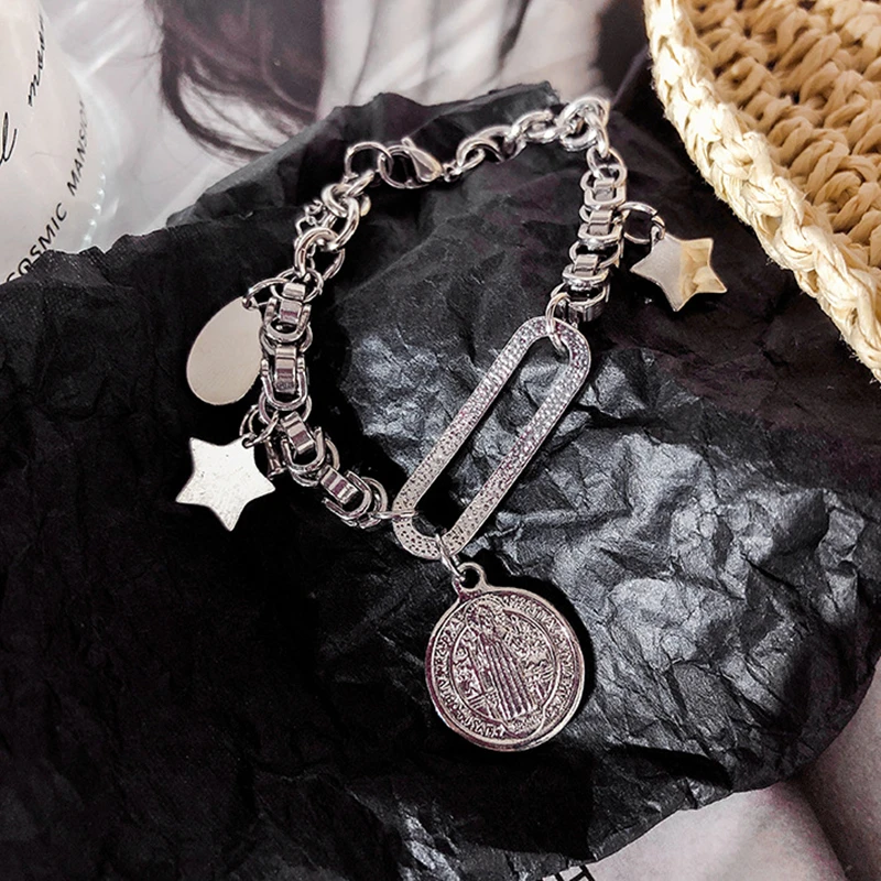HZ 2019 Silver Vintage Star Circle Metalic Coin Tassel Chain Adjustable Ins Designed Bracelet Hand Jewelry Bangle for Women
HZ 2019 Silver Vintage Star Circle Metalic Coin Tassel Chain Adjustable Ins Designed Bracelet Hand Jewelry Bangle for Women