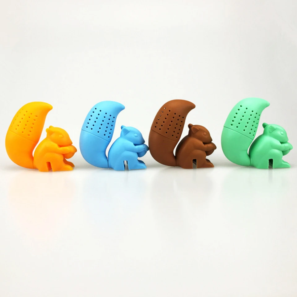 Фото Белка силиконовый ситечко для чая нетоксичный в форме милых животных дизайн
