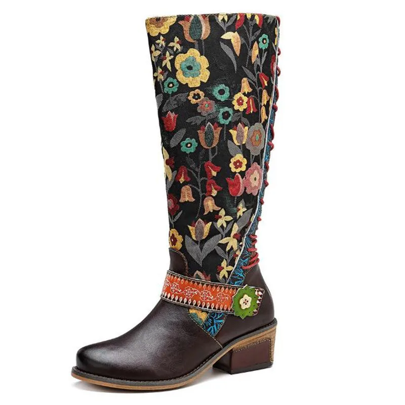 2018 new casual retro ethnic style leather women's boots Knee-length female boots Stitching embroidered big size high heel boots
2018 new casual retro ethnic style leather women's boots Knee-length female boots Stitching embroidered big size high heel boots