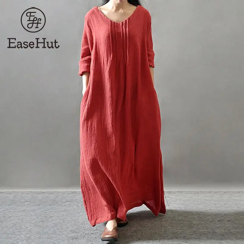 EaseHut 2019 New Vintage Women Maxi Cotton Dress Plus Size Long Sleeves Pockets V Neck Ruched Loose Kaftan Robe Dresses Vestidos
EaseHut 2019 New Vintage Women Maxi Cotton Dress Plus Size Long Sleeves Pockets V Neck Ruched Loose Kaftan Robe Dresses Vestidos