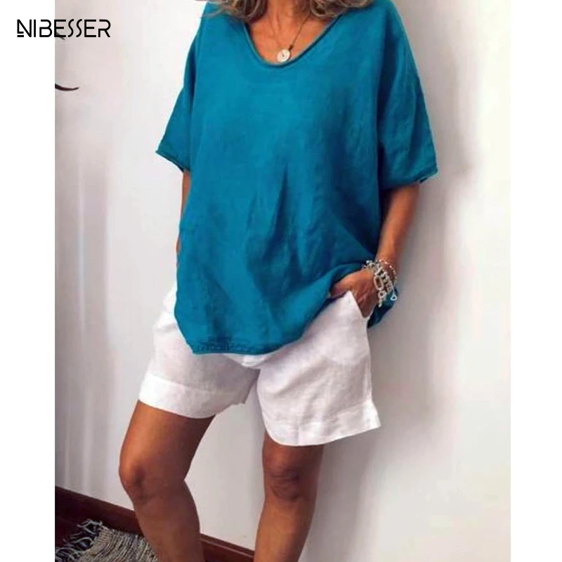 NIBESSER 2019 Big Size Cotton Linen Loose Blouses Women Casual Short Sleeve V-Neck Womens Summer Tops and Blouse Ladies Blouse
NIBESSER 2019 Big Size Cotton Linen Loose Blouses Women Casual Short Sleeve V-Neck Womens Summer Tops and Blouse Ladies Blouse