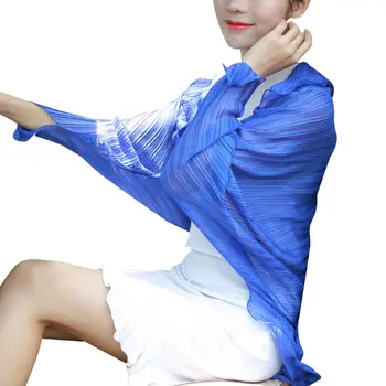 Womens Drape Chiffon Long Batwing Sleeves Cardigan Open Front Sweet Candy Color Swimsuit Cover Up Asymmetric Pleated Ruffles Sha 
Womens Drape Chiffon Long Batwing Sleeves Cardigan Open Front Sweet Candy Color Swimsuit Cover Up Asymmetric Pleated Ruffles Sha