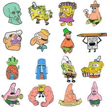 16 estilos nuevo esponja-bob Meme esmalte broches dibujos animados Anime solapa Pin botón insignia joyería regalo para niños amigos(China)