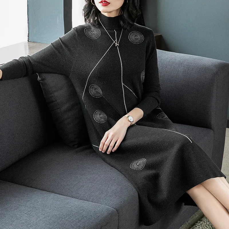 Women Wool Dress Spring 2019 New Korean Fashion O-Neck Knitted Dress Dot Long Sleeve Sweater Casual Pullover Large Size XL
Women Wool Dress Spring 2019 New Korean Fashion O-Neck Knitted Dress Dot Long Sleeve Sweater Casual Pullover Large Size XL