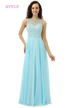 HVVLF Turquoise Evening Dresses 2019 A-line See Through Floor Length Chiffon Beaded Long Evening Gown Prom Dress Real Photo
HVVLF Turquoise Evening Dresses 2019 A-line See Through Floor Length Chiffon Beaded Long Evening Gown Prom Dress Real Photo
