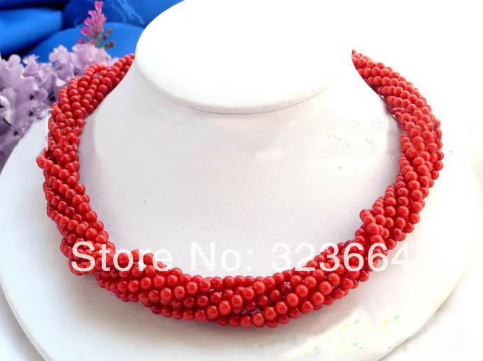 Фото 8 ряд 17 &quot4 мм натуральный круглый красный коралл ожерелье из бисера | Украшения и