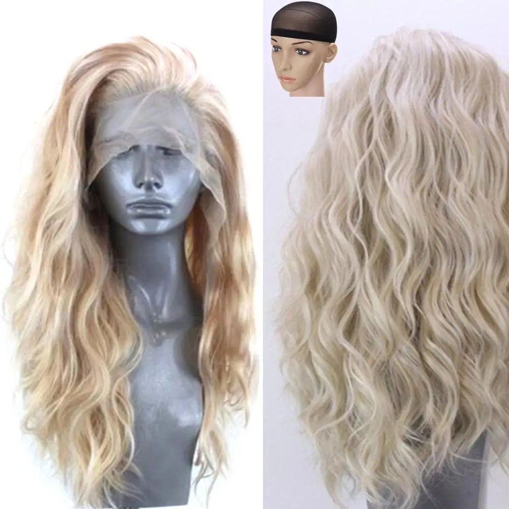24 Inch Women Wavy Wig Golden Blonde Lady Front Lace Curly Synthetic Hairpiece Full color
24 Inch Women Wavy Wig Golden Blonde Lady Front Lace Curly Synthetic Hairpiece Full color