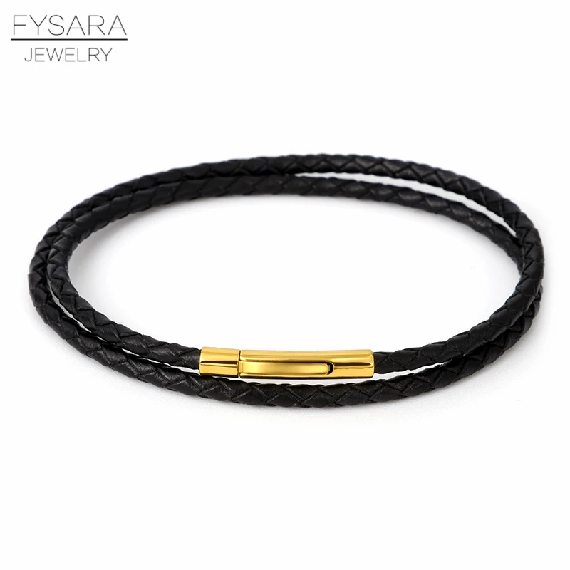 FYSARA Two Circles 3mm Thin Weave Black Leather Bracelet for Men Trendy Stainless Steel Silver Gold Magnet Buckle Bracelet Women
FYSARA Two Circles 3mm Thin Weave Black Leather Bracelet for Men Trendy Stainless Steel Silver Gold Magnet Buckle Bracelet Women