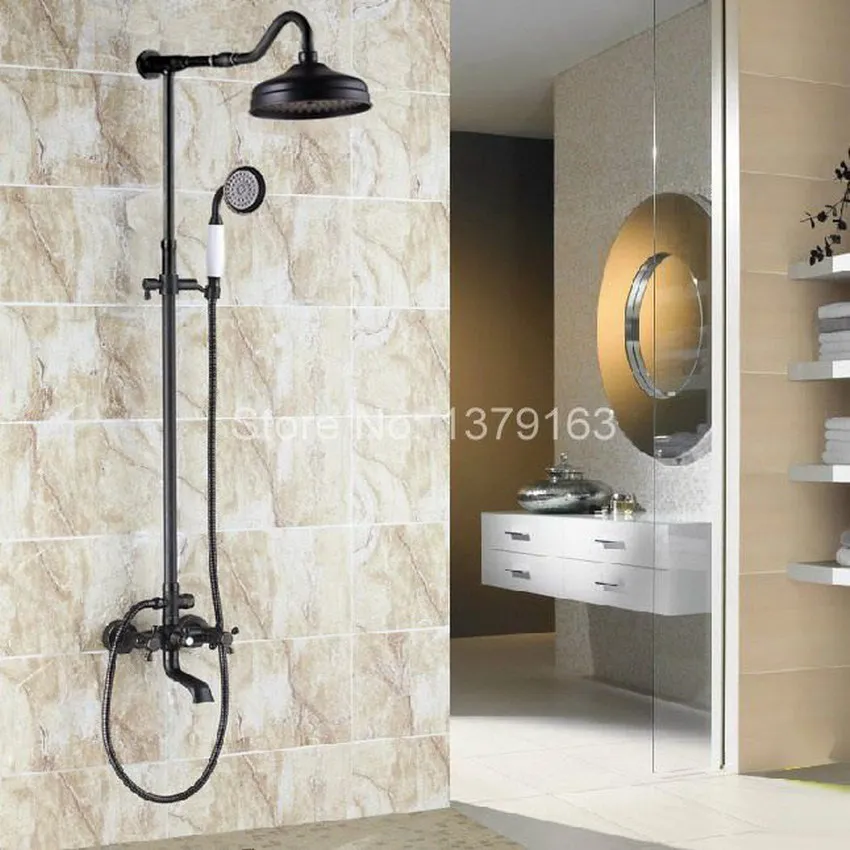 Luxury Bathroom Rain Shower Faucet Set Black Oil Rubbed Bronze Handheld Shower Head Two Cross Handles Bathtub Mixer Tap ars666
Luxury Bathroom Rain Shower Faucet Set Black Oil Rubbed Bronze Handheld Shower Head Two Cross Handles Bathtub Mixer Tap ars666