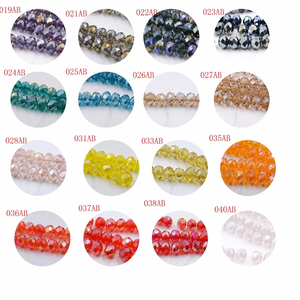 50pcs Mixed colors Crystal Glass Rondelle Faceted Loose Spacer Beads 8\10\12mm