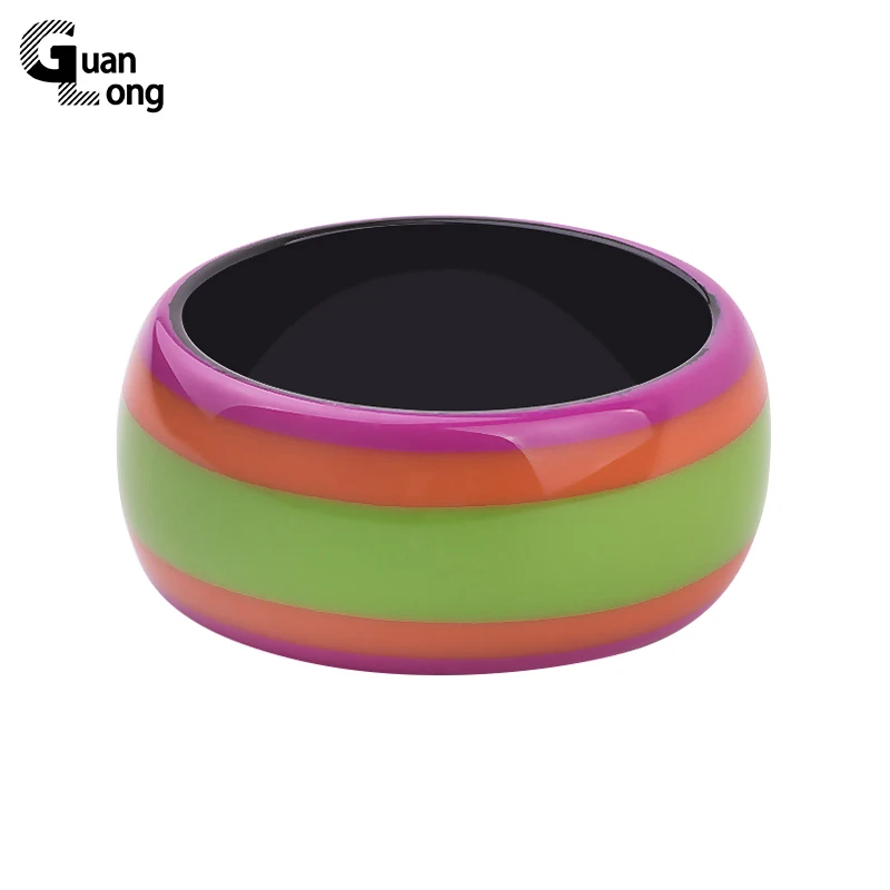 GuanLong Brand Design Colorful Stripe Resin Bangles For Office Ladies Fashion Bangle Bracelet Jewelry Wholesale | Украшения и
