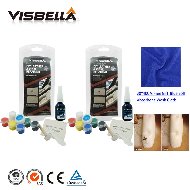 Image Visbella 2pcs Leather Vinyl Repair Kit Auto Car Seat Sofa Coats Holes Scratch Cracks Rips Liquid Leather Repair Restoration Tool