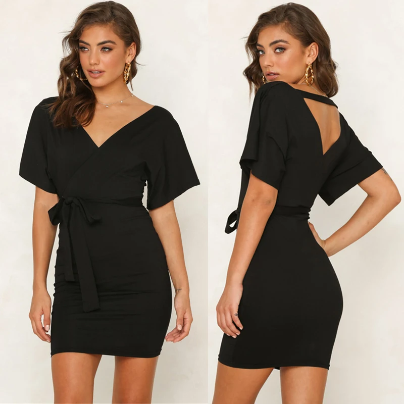 Bandage Bodycon Women Summer Dresses 2019 Casual Wrap Slim Mini Dress Package Hips Sexy Dresses Backless solid Sundress Female
Bandage Bodycon Women Summer Dresses 2019 Casual Wrap Slim Mini Dress Package Hips Sexy Dresses Backless solid Sundress Female