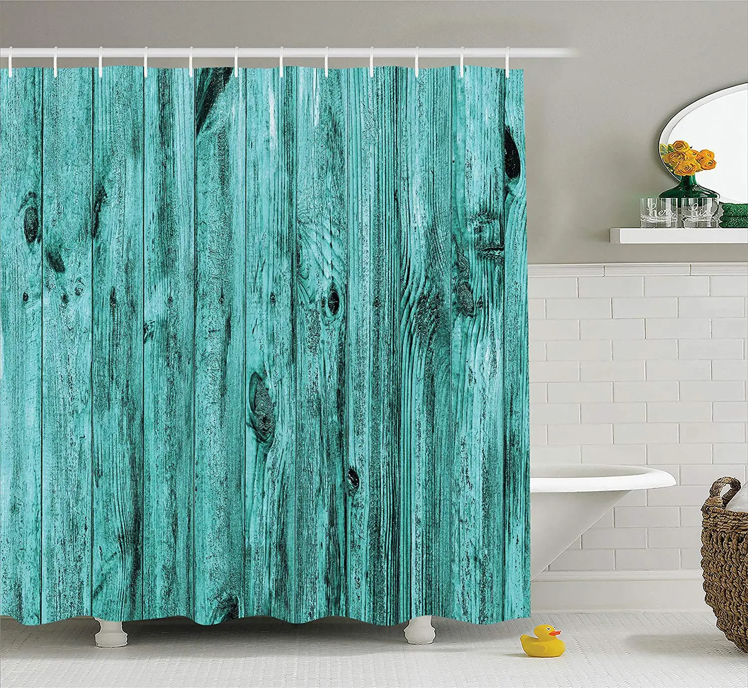 Turquoise Shower Curtain Set Wall of Turquoise Wooden Texture Background Antique Timber Furniture Artful Print Doormat
Turquoise Shower Curtain Set Wall of Turquoise Wooden Texture Background Antique Timber Furniture Artful Print Doormat
