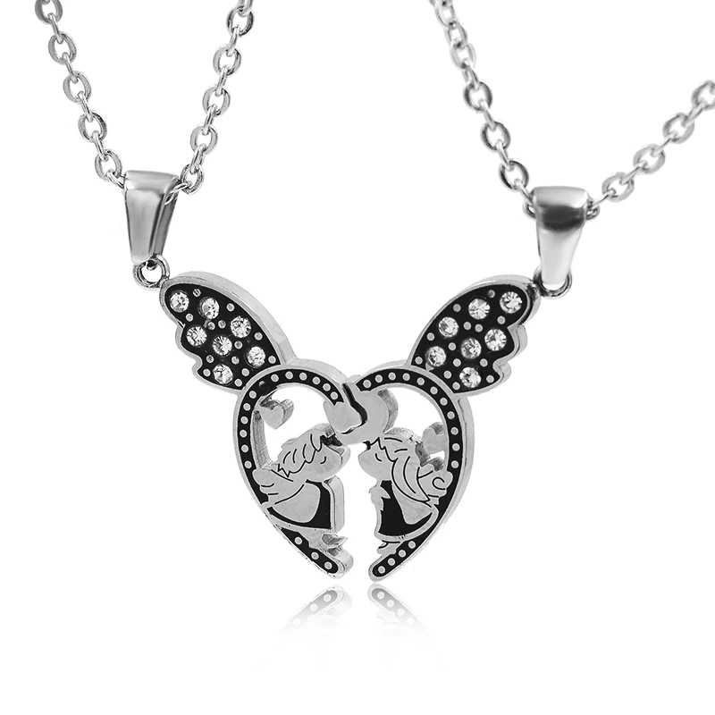 CHIMDOU лучшие друзья навсегда сердце крыло поцелуй Ангел женское ожерелье для