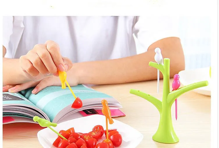 6pcs/lot New Bird Tree Fruit Fork Set 1 Tree Branches 6 Forks Party Snack Dessert Cake Fruit Toothpick Kitchen Gadgets KX 017
6pcs/lot New Bird Tree Fruit Fork Set 1 Tree Branches 6 Forks Party Snack Dessert Cake Fruit Toothpick Kitchen Gadgets KX 017