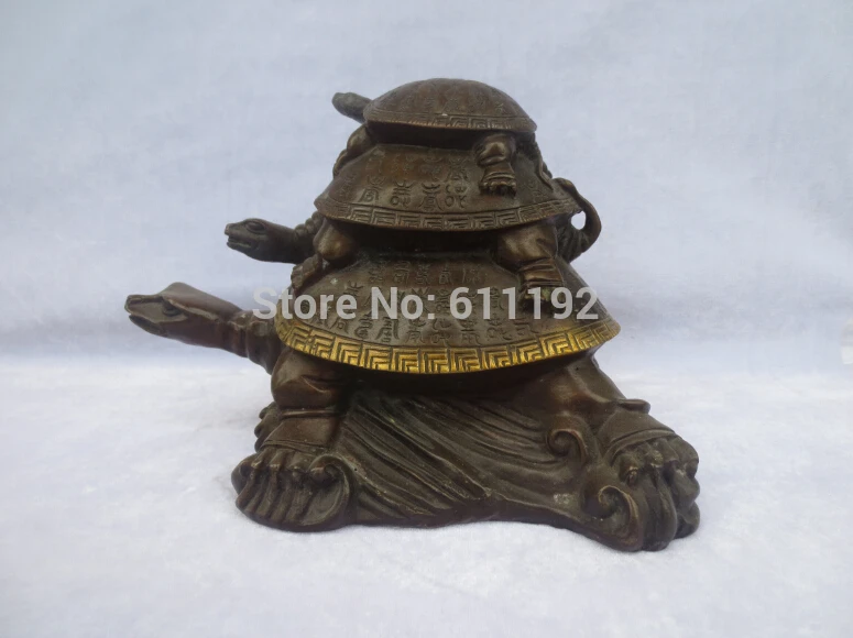 Bronze Gilt Unique Three turtles sculpture,Antique FengShui Home decoration Lucky animal Metal crafts
Bronze Gilt Unique Three turtles sculpture,Antique FengShui Home decoration Lucky animal Metal crafts