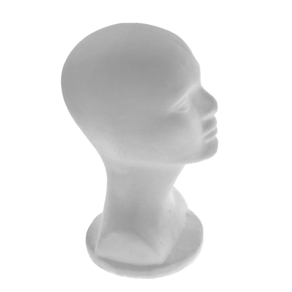 Male Polystyrene Styrofoam Model Head Mannequin Stand Wig Hair Hat Display for Wigs Showcase DIY Craft Sewing Supply Party Decor