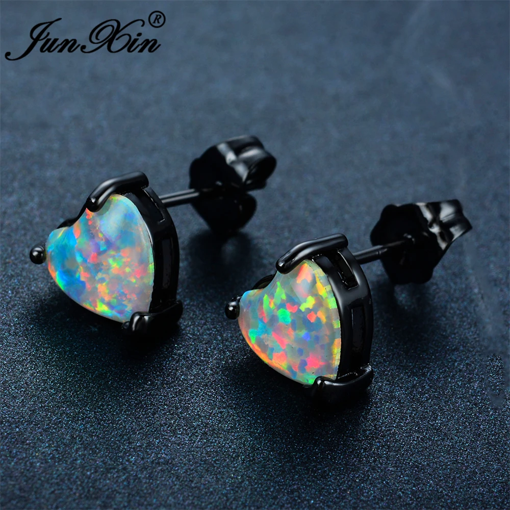 JUNXIN Fashion Female Small Heart Earring White Fire Opal Stud Earring Black Gold Filled Jewelry Double Sided Earrings For Women
JUNXIN Fashion Female Small Heart Earring White Fire Opal Stud Earring Black Gold Filled Jewelry Double Sided Earrings For Women