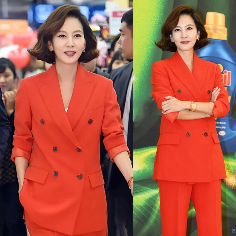 Two piece set top and pants double-breasted suit red suit female fashion casual professional dress two-piece new
Two piece set top and pants double-breasted suit red suit female fashion casual professional dress two-piece new