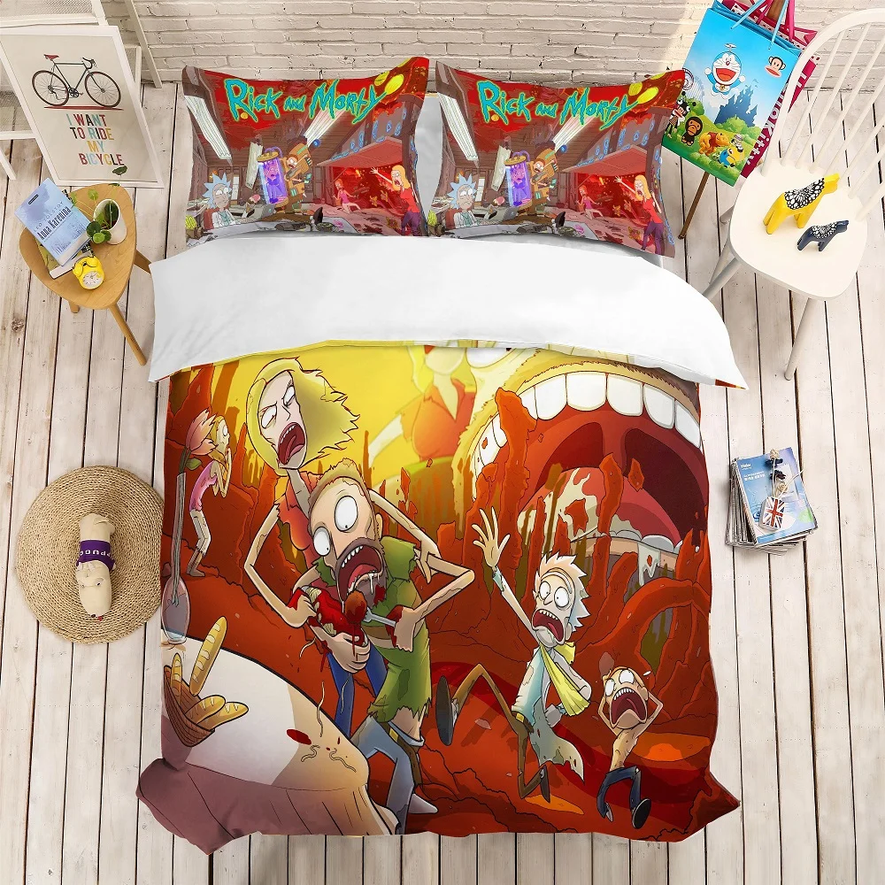 3D Print Cartoon Character Bed Linen Set Rick and Morty Bedding Set Luxury Microfiber Duvet Cover Set 3 Piece with 2 Pillow Sham
3D Print Cartoon Character Bed Linen Set Rick and Morty Bedding Set Luxury Microfiber Duvet Cover Set 3 Piece with 2 Pillow Sham