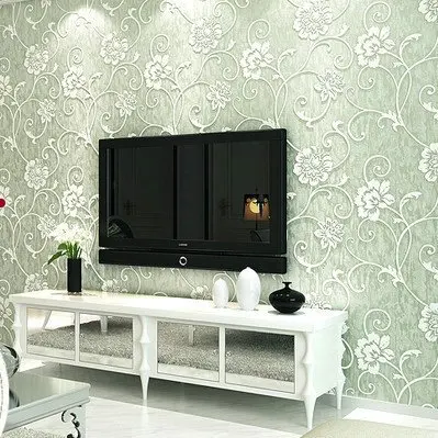 Non-woven wallpaper 3d three-dimensional flock printing thick rustic small flower bedroom living room background wall | Обустройство