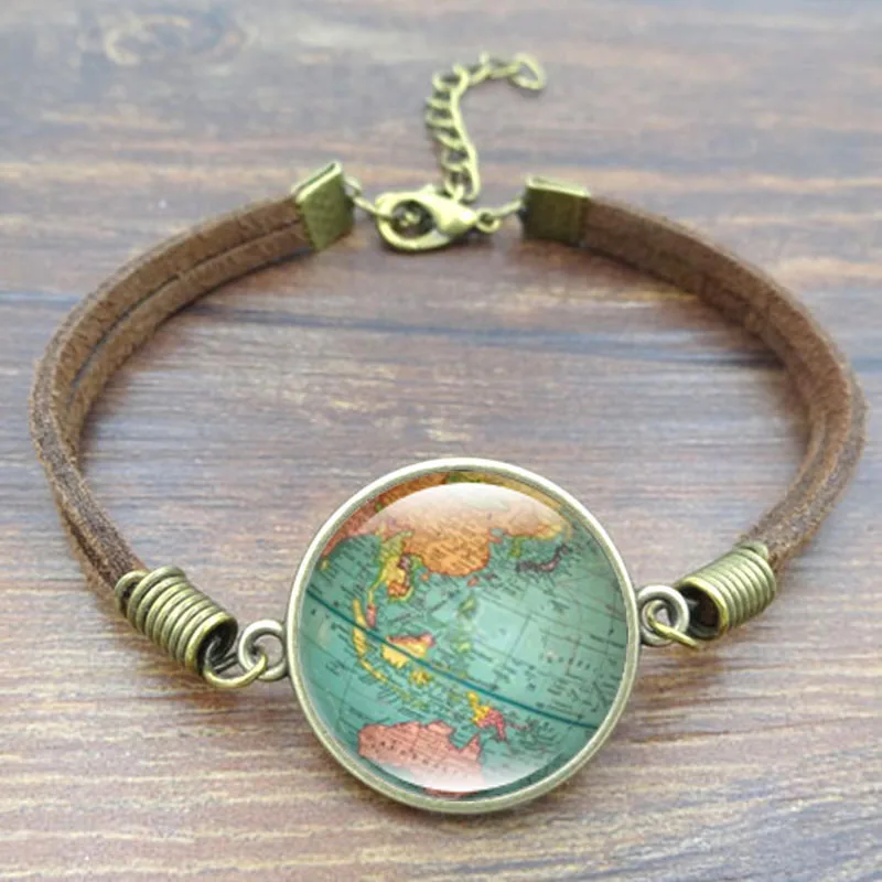 Vintage Globe Leather Bracelet World Map Art Glass Dome Charm Rope Bracelets & Bangles for Women Men Jewelry
Vintage Globe Leather Bracelet World Map Art Glass Dome Charm Rope Bracelets & Bangles for Women Men Jewelry