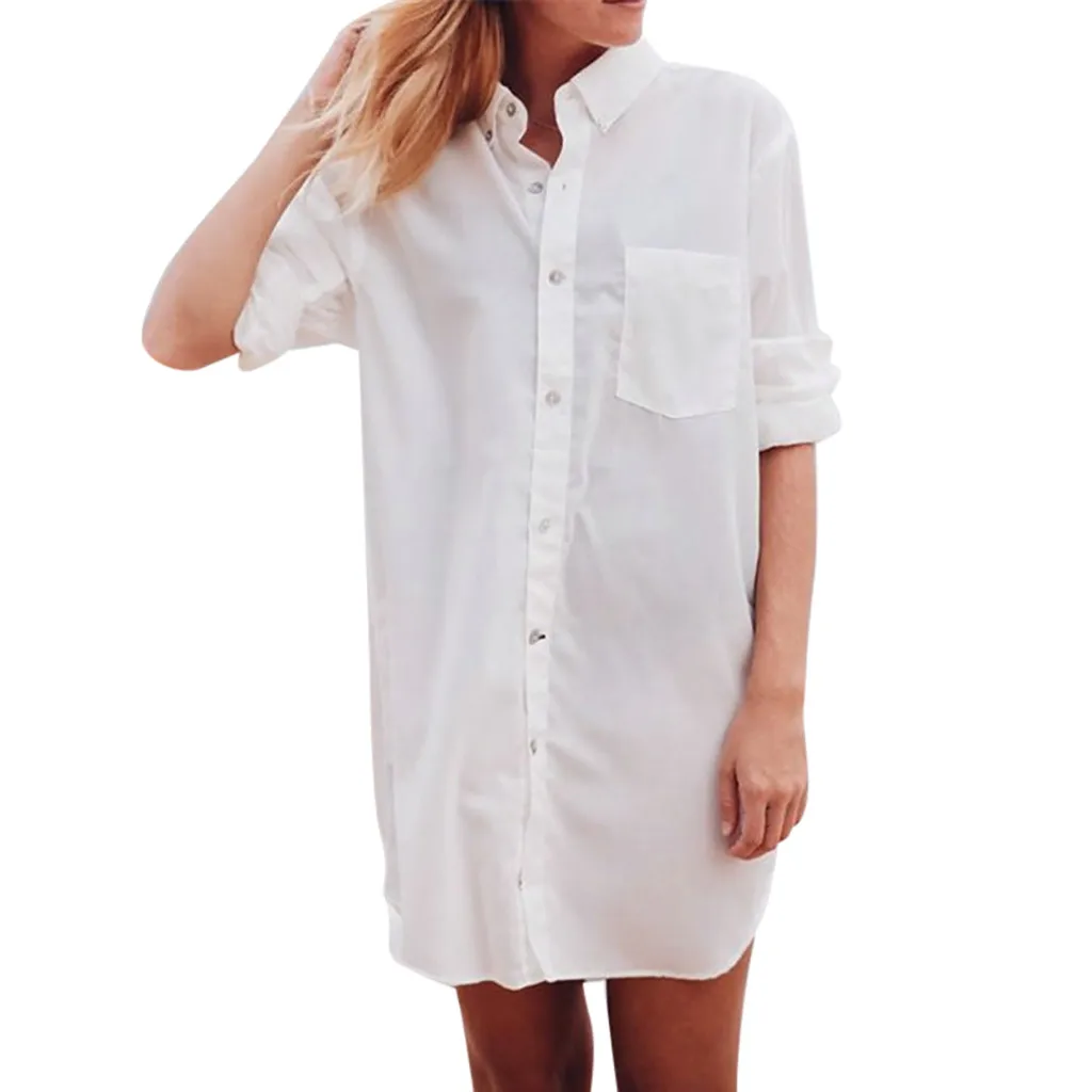 JAYCOSIN 2019 New Summer Women Dress Sexy Solid Cotton Buttoned Pockets Shirt Collar Beach Tunic Long Sleeves Shirts Mini 903186
JAYCOSIN 2019 New Summer Women Dress Sexy Solid Cotton Buttoned Pockets Shirt Collar Beach Tunic Long Sleeves Shirts Mini 903186