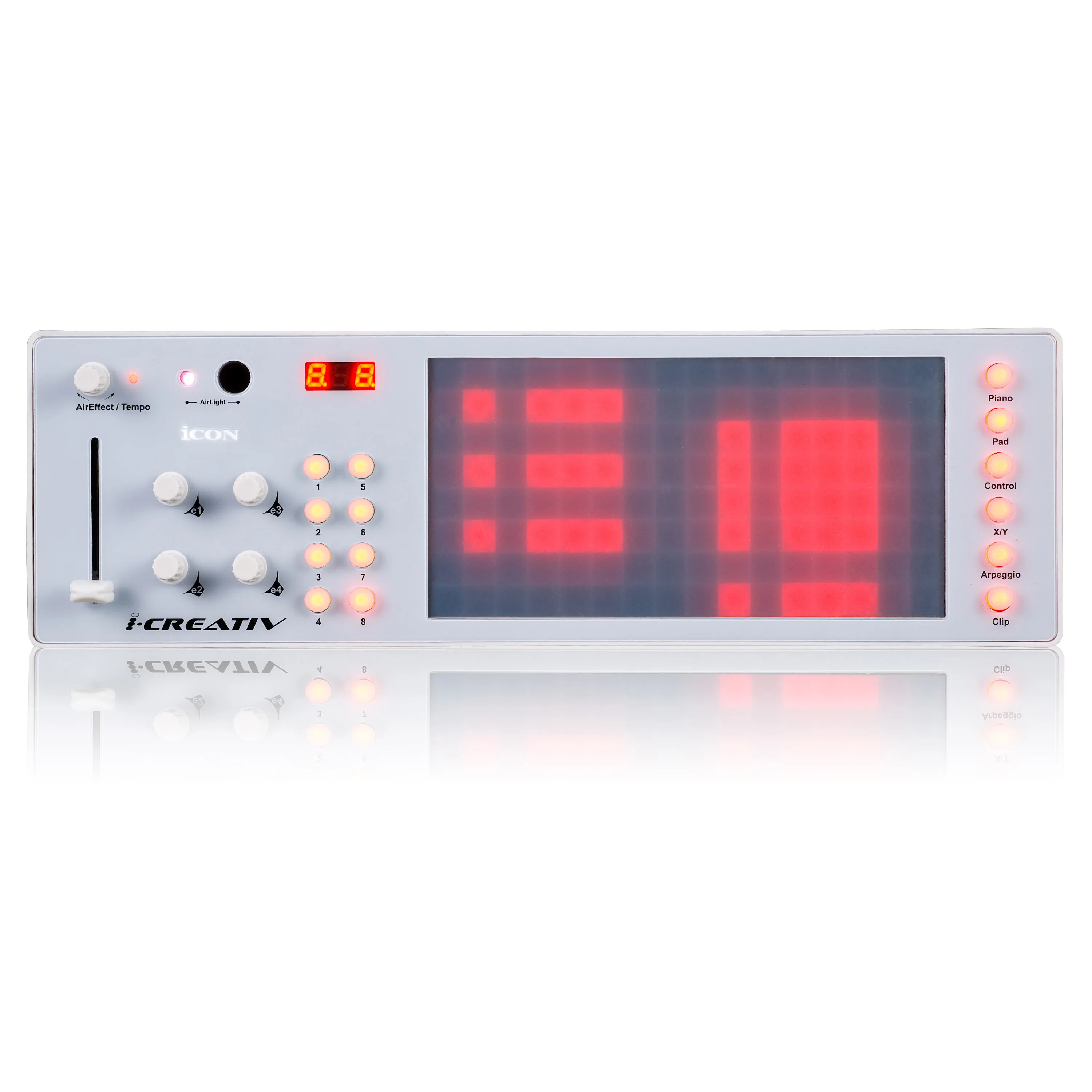 ICON iCreativ USB MIDI Audio Controller with touch screen and AirLight 3D effector Piano mode drum mode X/Y Pad mode fader mode
ICON iCreativ USB MIDI Audio Controller with touch screen and AirLight 3D effector Piano mode drum mode X/Y Pad mode fader mode