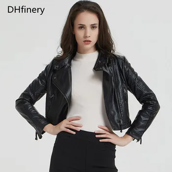 DHfinery Leather Jacket Women 2019 Spring Autumn Short Slim PU Lapel Leather Motorcycle Leather Jacket P-D1
DHfinery Leather Jacket Women 2019 Spring Autumn Short Slim PU Lapel Leather Motorcycle Leather Jacket P-D1