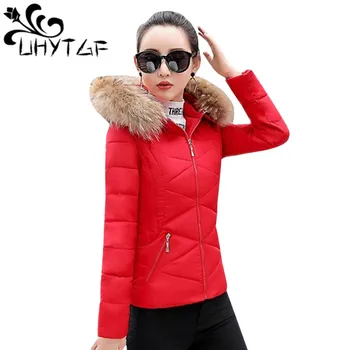 UHYTGF Female Coat Autumn With Fur Collar Hooded Cotton Padded Coats Winter Jacket Women Short Outwear Plus size Basic Jacket 96
UHYTGF Female Coat Autumn With Fur Collar Hooded Cotton Padded Coats Winter Jacket Women Short Outwear Plus size Basic Jacket 96