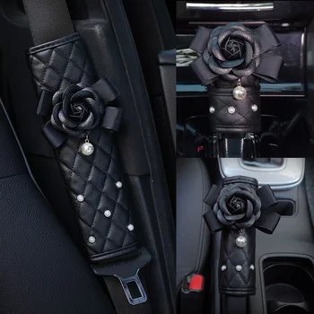 Fashion Pearl Camellia Flower Car Safety Seat Belt Cover Leather Shoulder Pad Shifter Cover Car Interior Accessories Decor Black
Fashion Pearl Camellia Flower Car Safety Seat Belt Cover Leather Shoulder Pad Shifter Cover Car Interior Accessories Decor Black