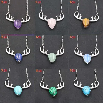 Wholesale 10pcs/lot Exquisite Temperament Christmas Necklace Natural Stone Small Antler Deer Head Pendant Women Reiki Jewelry
Wholesale 10pcs/lot Exquisite Temperament Christmas Necklace Natural Stone Small Antler Deer Head Pendant Women Reiki Jewelry