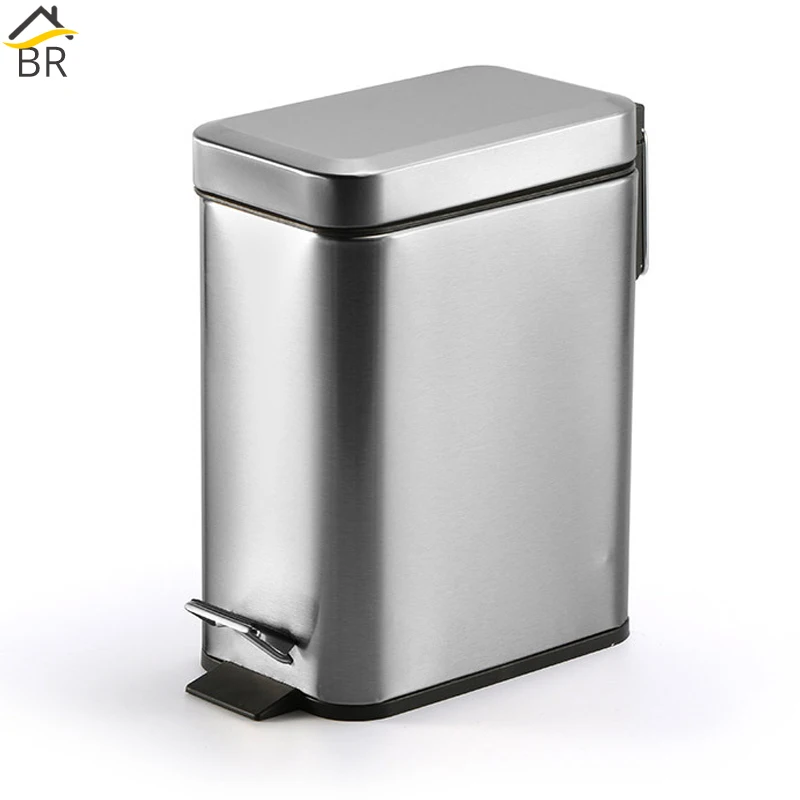 BR Silent Stainless Steel Trash Can Bathroom Kitchen Living Room Office 5L Garbage Dust Bin Storage Bucket Storage Box Waste Bin
BR Silent Stainless Steel Trash Can Bathroom Kitchen Living Room Office 5L Garbage Dust Bin Storage Bucket Storage Box Waste Bin