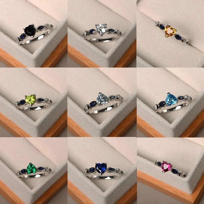 GR.NERH Hot Sale Multiple Colors Heart-shaped Crystal Cubic Zirconia Rings For Women Engagement Stone Ring Jewelry
GR.NERH Hot Sale Multiple Colors Heart-shaped Crystal Cubic Zirconia Rings For Women Engagement Stone Ring Jewelry