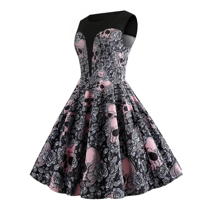 Halloween Dress Women O Neck Sexy Dress Skull Floral Print Party Dress Elegant Vintage Vestido De Festa Free Shipping 40SR12
Halloween Dress Women O Neck Sexy Dress Skull Floral Print Party Dress Elegant Vintage Vestido De Festa Free Shipping 40SR12