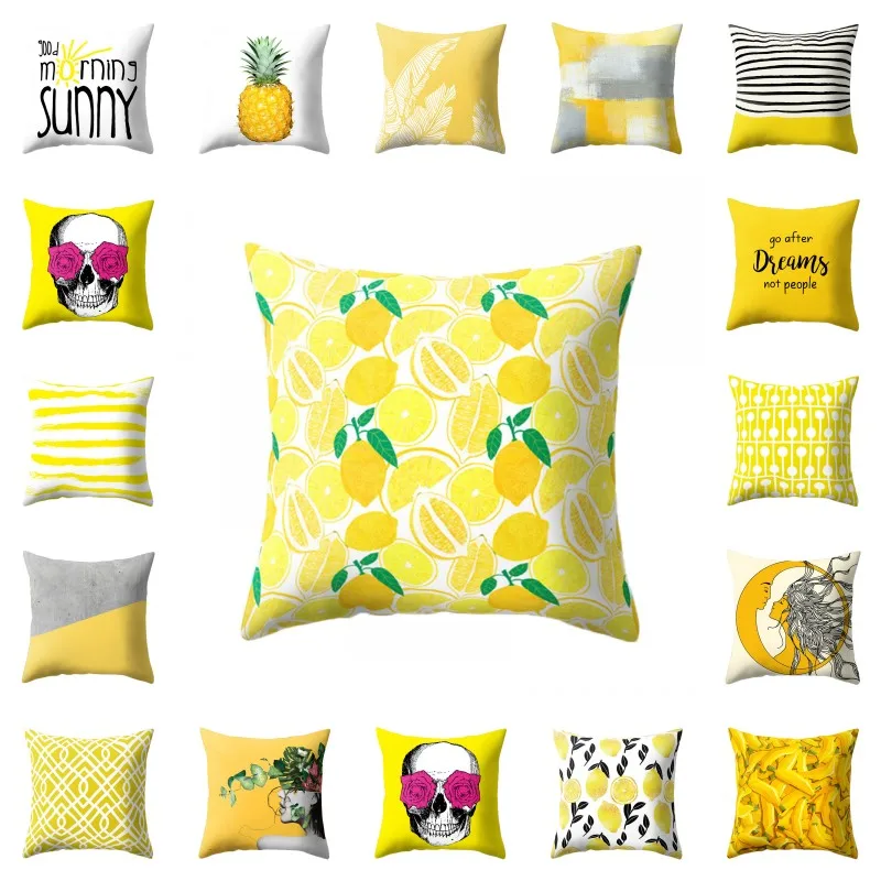 2018-New-Cushion-Cover-for-Safa-45x45cm-cojines-decorativos-Pineapple-Leaf-Yellow-Car-Pillow-Case-Soft