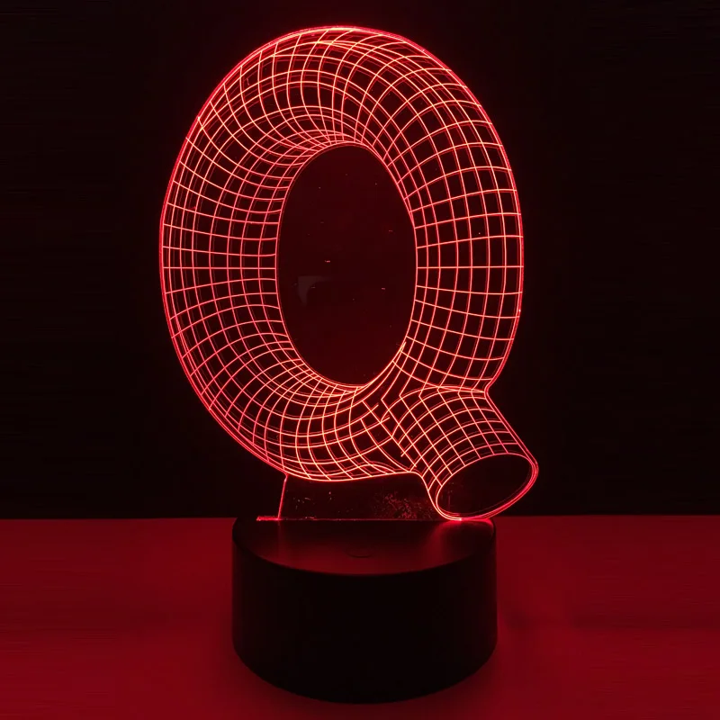 Красивая 3D лампа с буквенным алфавитом Q светодиодный ночник USB сенсорный сенсор