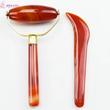HIMABM 100% Natural agate scraping plate and ajate roller with acupuncture facial massage Guasha board back scrapping
HIMABM 100% Natural agate scraping plate and ajate roller with acupuncture facial massage Guasha board back scrapping