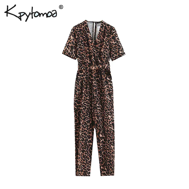 Vintage Sexy Leopard Print With Sashes Jumpsuits Women 2019 Fashion V Neck Long Sleeves Back Zipper Rompers Casual Body Femme 
Vintage Sexy Leopard Print With Sashes Jumpsuits Women 2019 Fashion V Neck Long Sleeves Back Zipper Rompers Casual Body Femme