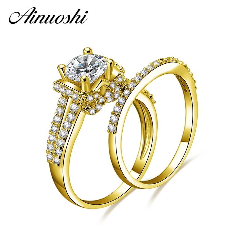 AINUOSHI 10k Solid Yellow Gold Bridal Ring Set 1ct Round Cut SONA Diamond Halo Ring Set Trendy Female Engagement Wedding Jewelry
AINUOSHI 10k Solid Yellow Gold Bridal Ring Set 1ct Round Cut SONA Diamond Halo Ring Set Trendy Female Engagement Wedding Jewelry