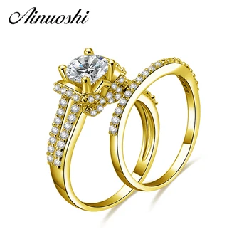 AINUOSHI 14K Solid Yellow Gold Bridal Ring Set 1ct Round Cut SONA Diamond Halo Ring Set Trendy Female Engagement Wedding Jewelry
AINUOSHI 14K Solid Yellow Gold Bridal Ring Set 1ct Round Cut SONA Diamond Halo Ring Set Trendy Female Engagement Wedding Jewelry